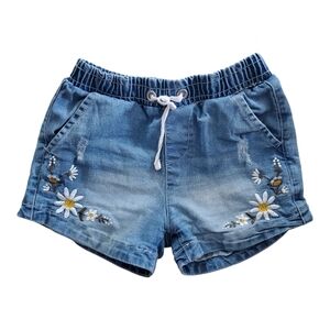 Wallflower Girl Shorts Girls SM (7/8) Daisies‎ Floral Stretch Light Wash Denim